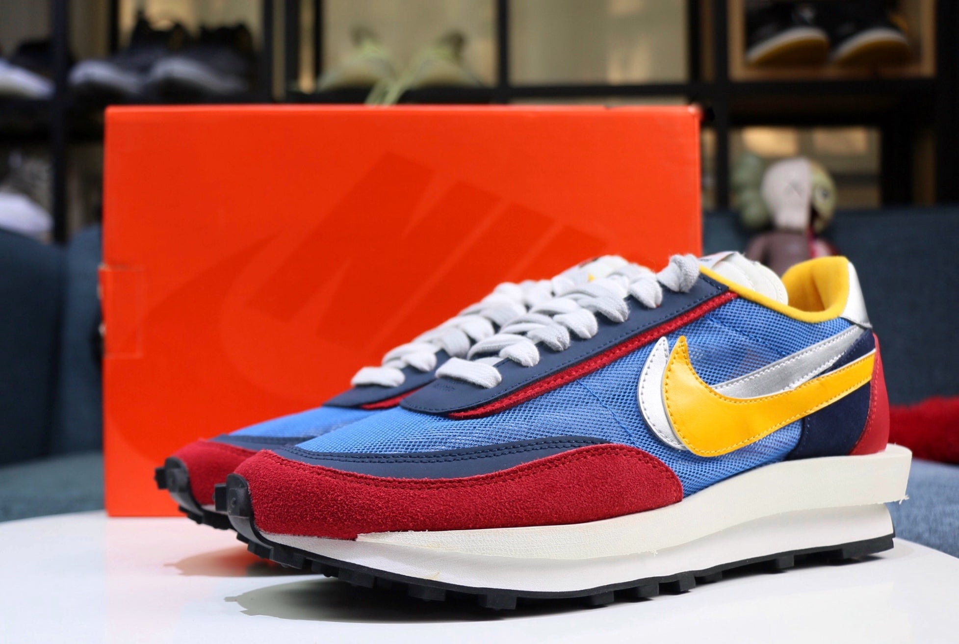 sacai nike waffle red