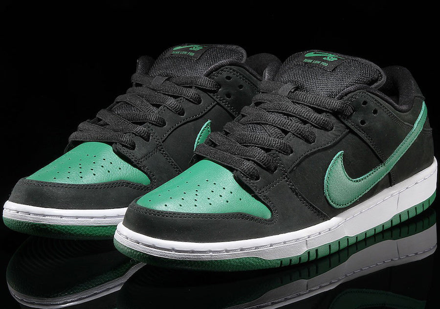 nike sb dunk low pro green black white