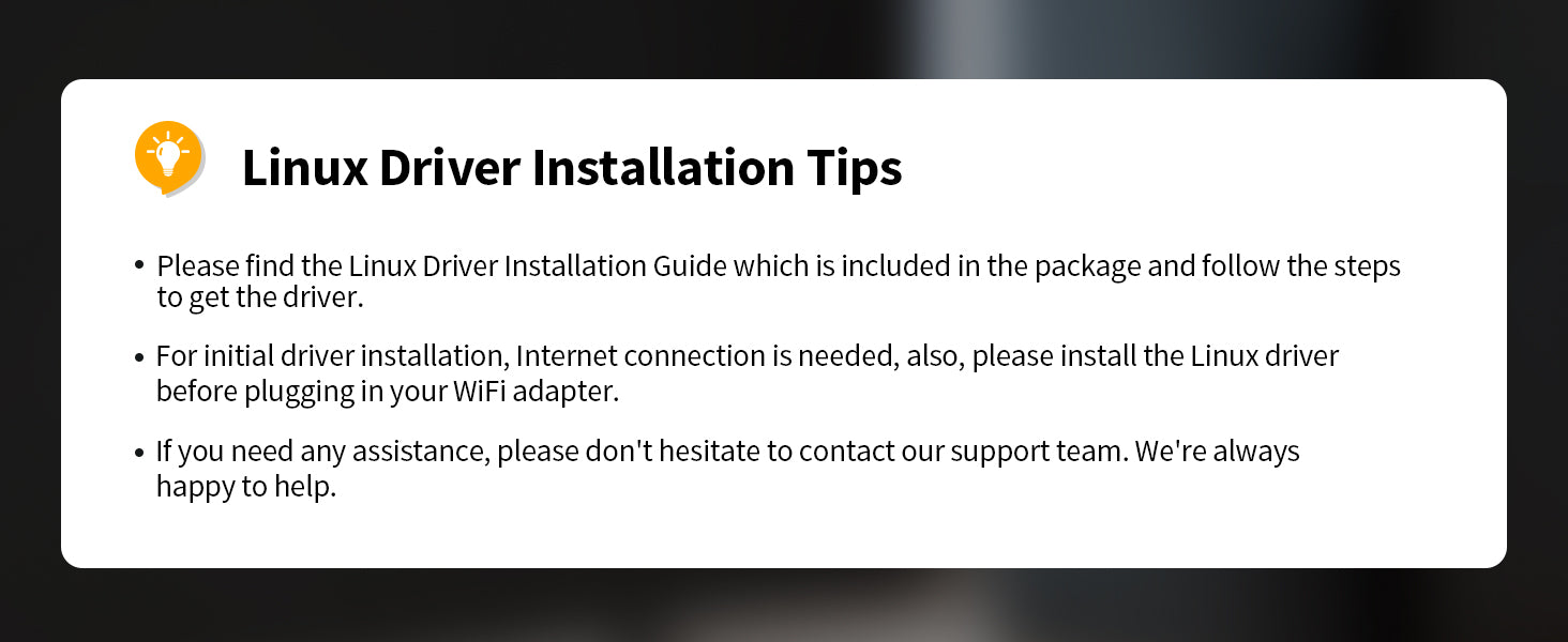 1800Mbps WiFi 6 Linux Compatible USB WiFi Adapter Linux Driver Installation Tips Important Remindes for Linux Users