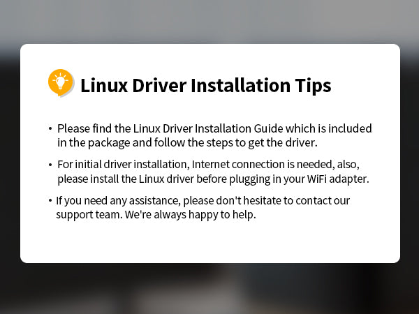 1800Mbps WiFi 6 Linux Compatible USB WiFi Adapter Linux Driver Installation Tips Important Remindes for Linux Users