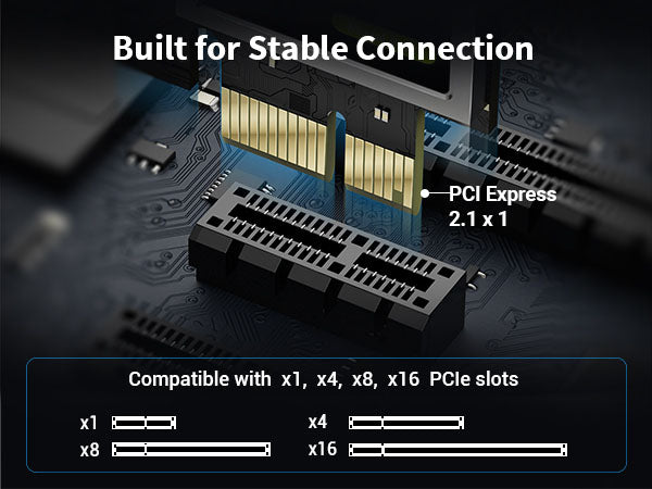 Gold-plated Contactors on PCIe Network Card Ensure Stability Supports x1 x4 x8 x16 PCI Express Slots