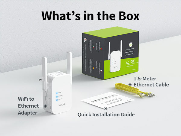 Package Contents for BrosTrend WiFi to Ethernet Adapter