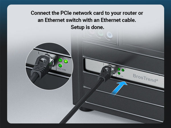 Setup Step 3 Connect the PCIe Network Card to a Router or an Ethernet Switch with an Ethernet Cable