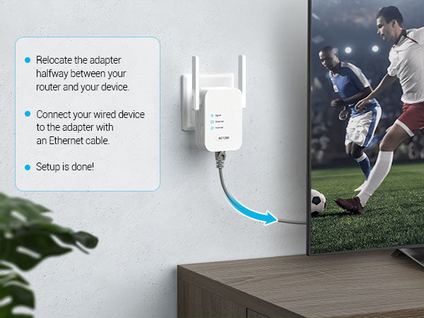 WPS Setup Step 3 Relocate WiFi to Ethernet Adapter and Connect a Wired Device with an Ethernet Cable