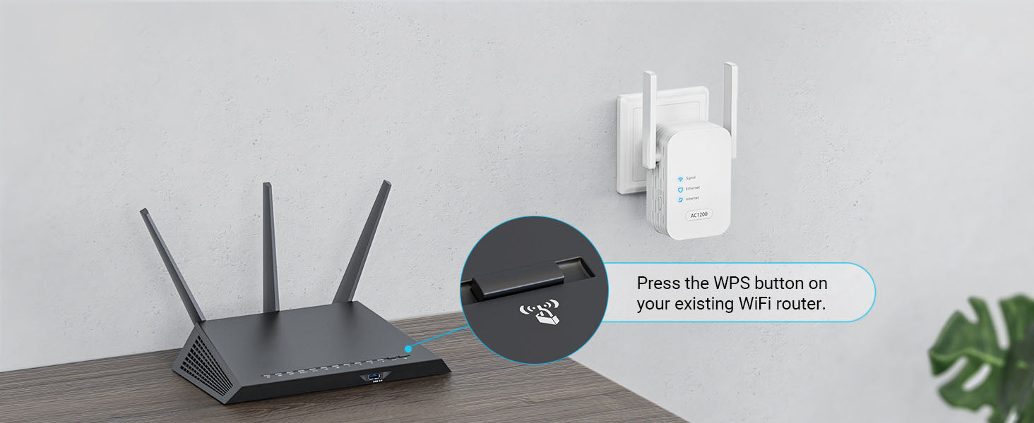 WiFi to Ethernet Adapter Supports WPS Setup Step 1 Press WPS Button on Your WiFi Router