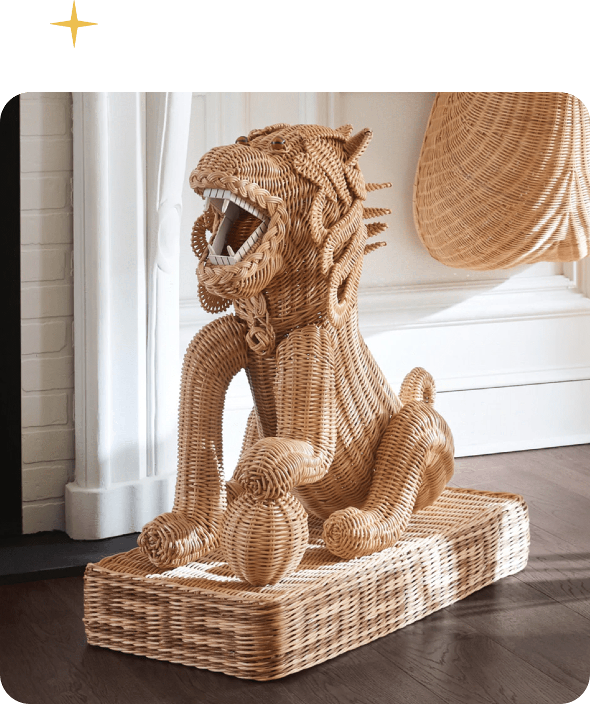 Handcrafted Wicker Foo Dog