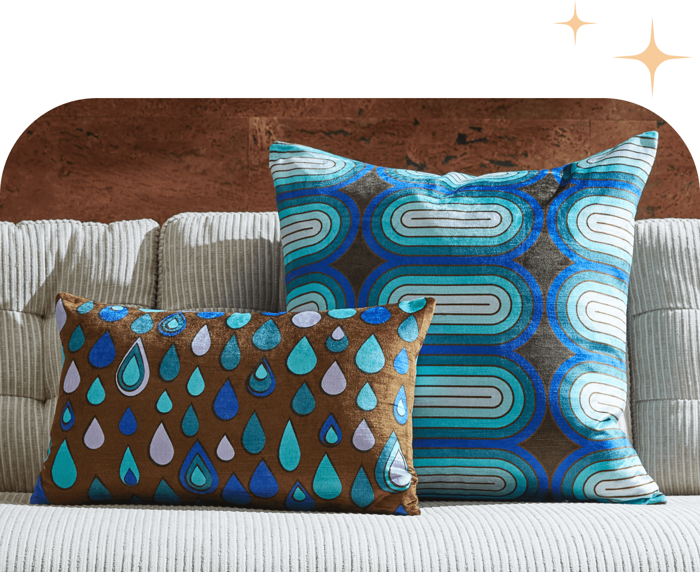 Printed velvet cushions, Jonathan Adler