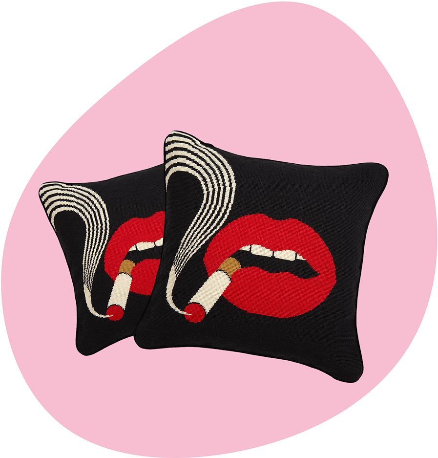 Lips Needlepoint Pillow by Jonathan Adler