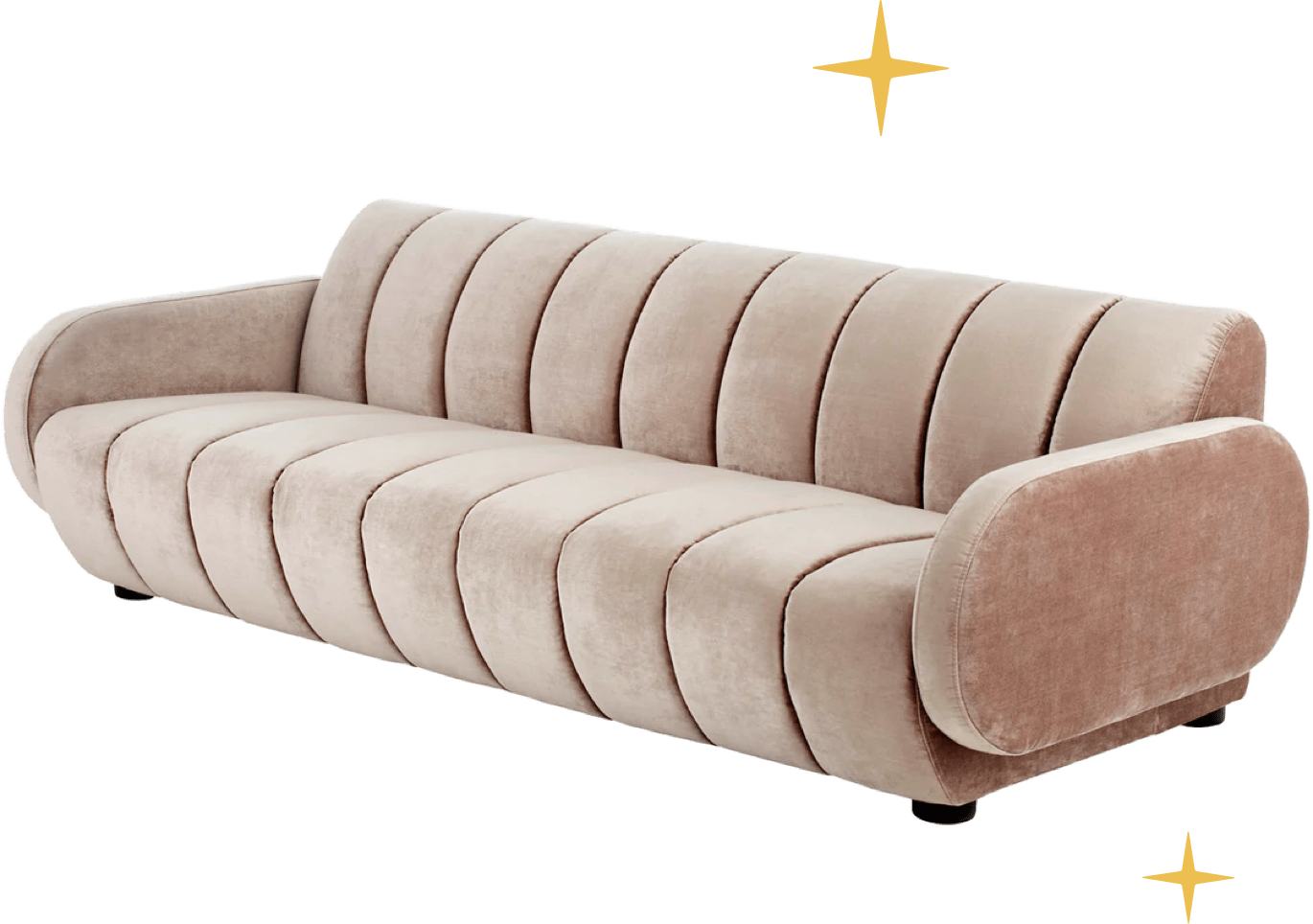 Brigitte Sofa in Como Champagne velvet