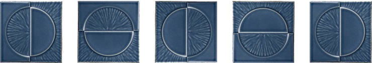 Scandi Blue Ceramic Tiles Group of 5