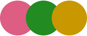Blush, Ochre and Emerald colors in circles