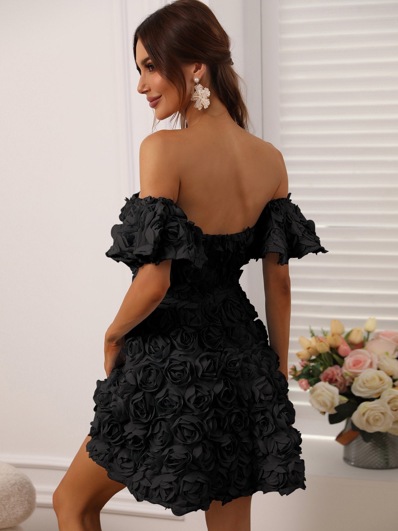 Off Shoulder 3d Flower Dresses Faeriesty 4699