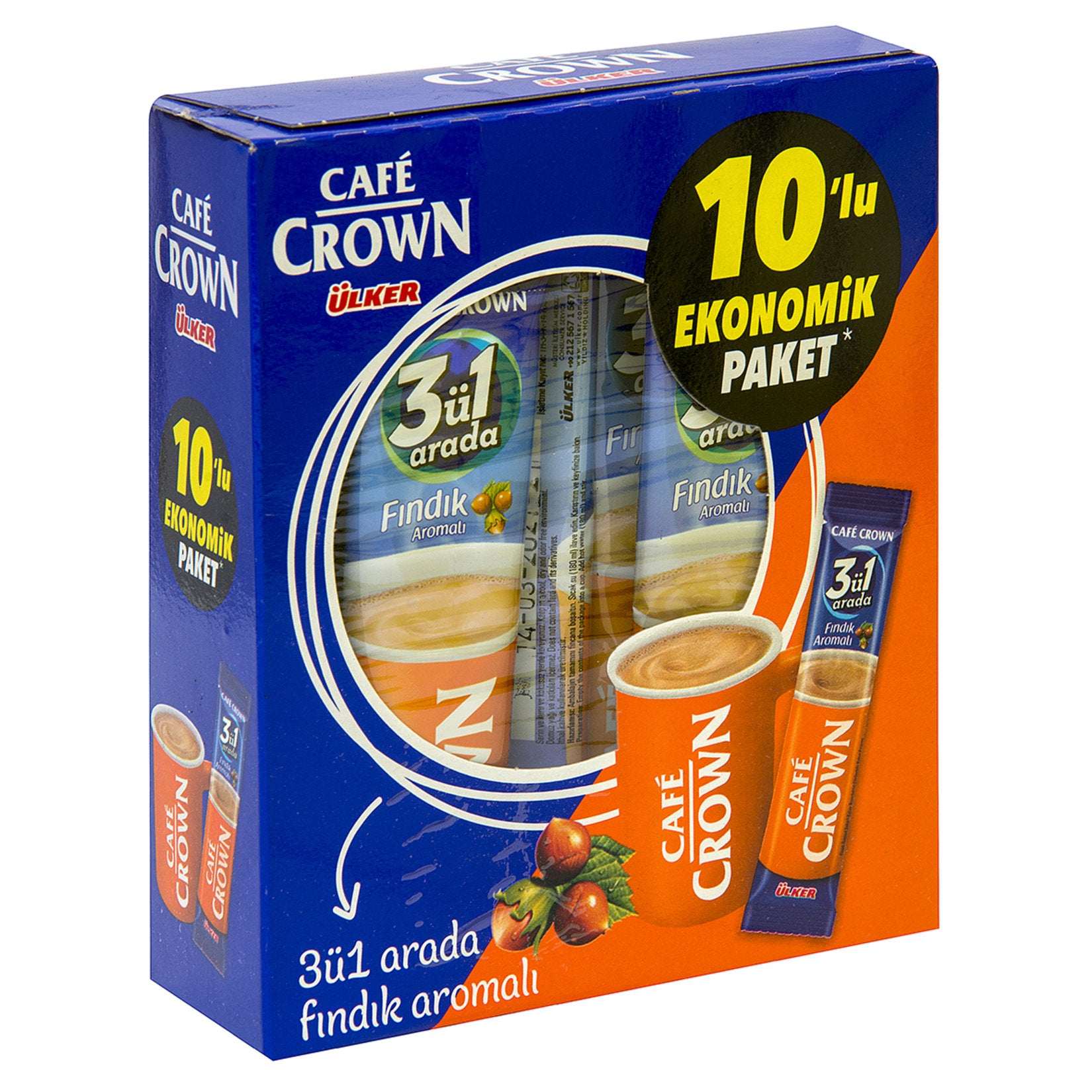 Cafe Crown 3 In 1 Hazelnut 3 U 1 Arada Findikli 10 X 18gr 10 Pieces Turcamart