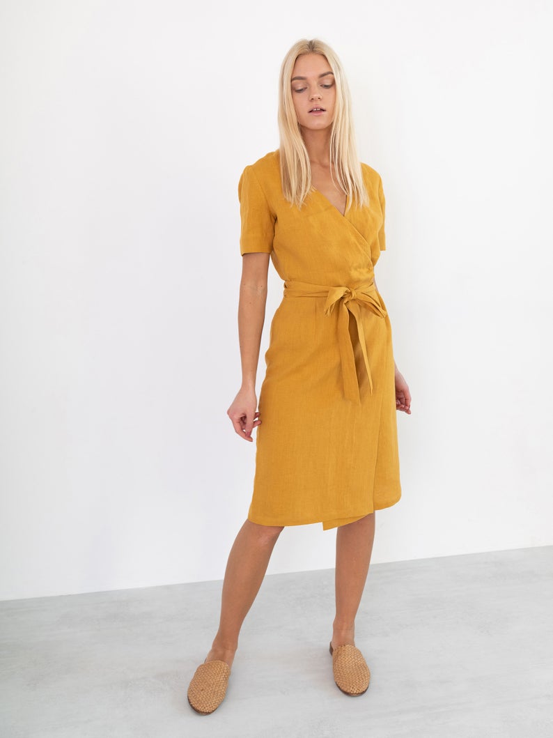 Brigitte Wrap Linen Dress