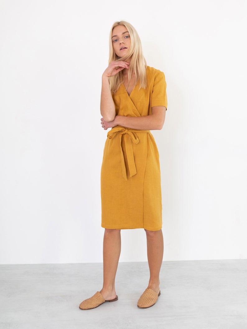 Brigitte Wrap Linen Dress