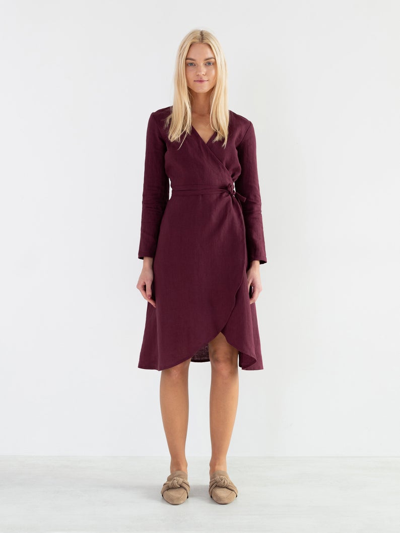 Claudia Linen Wrap Dress