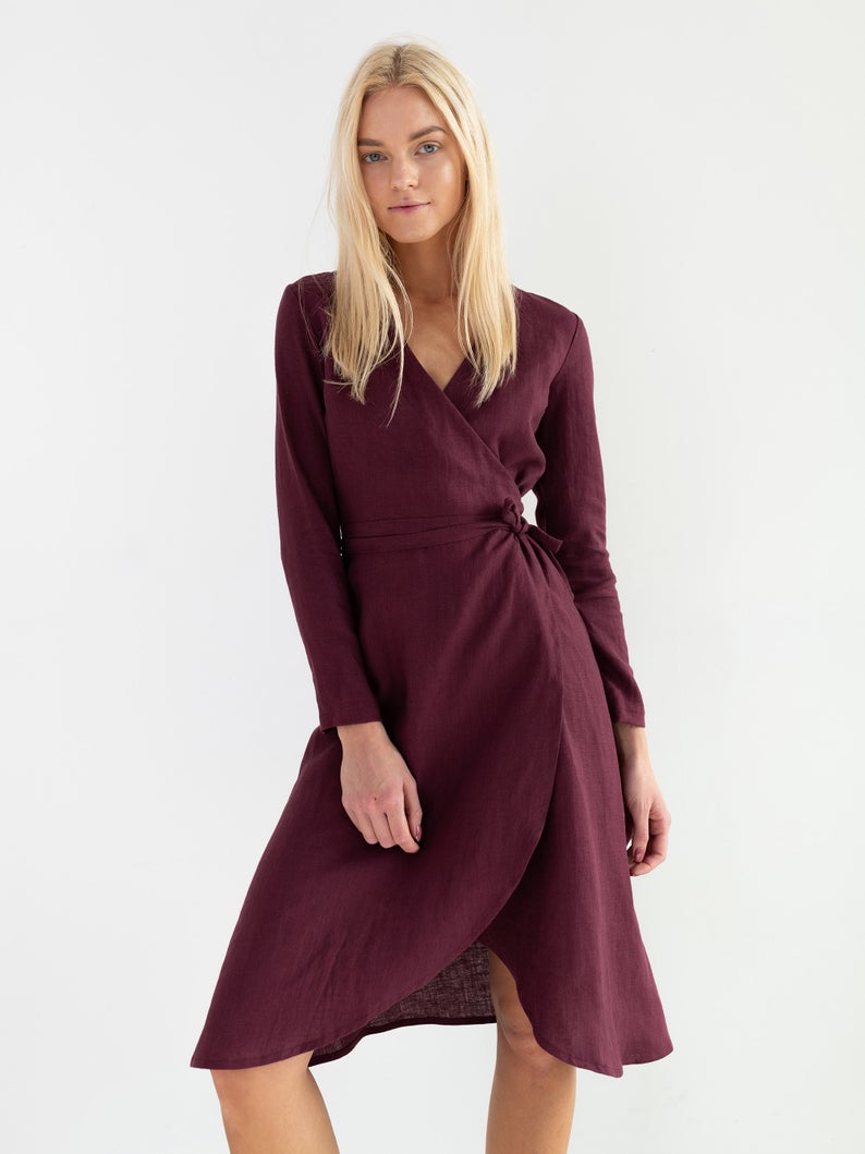 Claudia Linen Wrap Dress