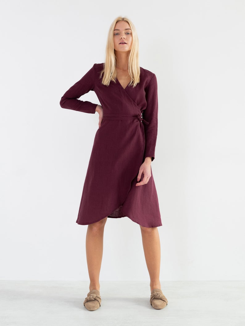 Claudia Linen Wrap Dress