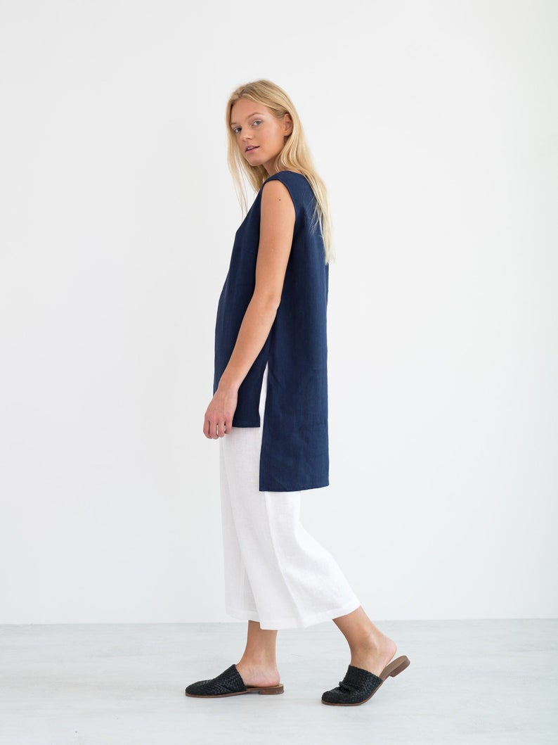 Heather Linen Tunic Top