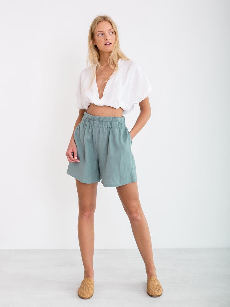 Isla High Waisted Linen Shorts