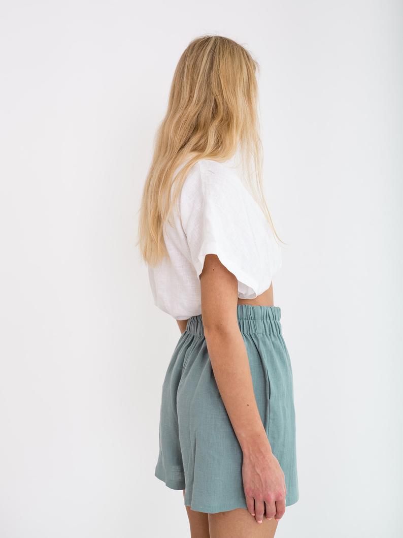 Isla High Waisted Linen Shorts