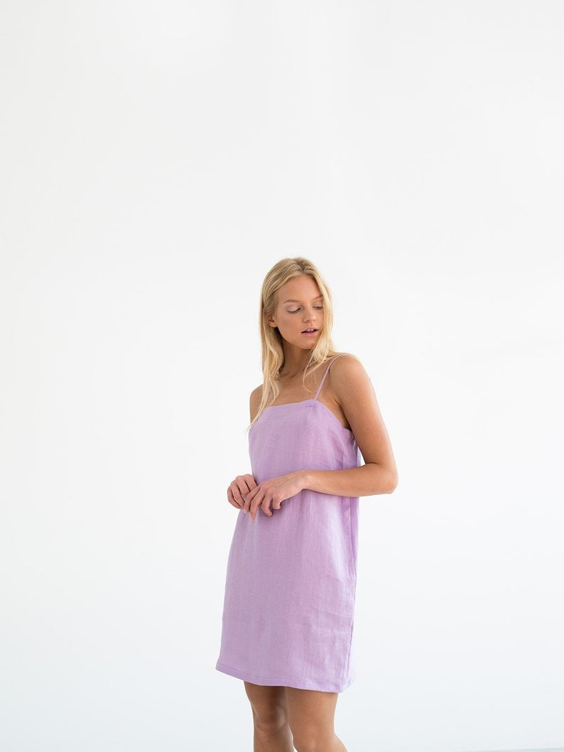Violet Linen Slip Dress
