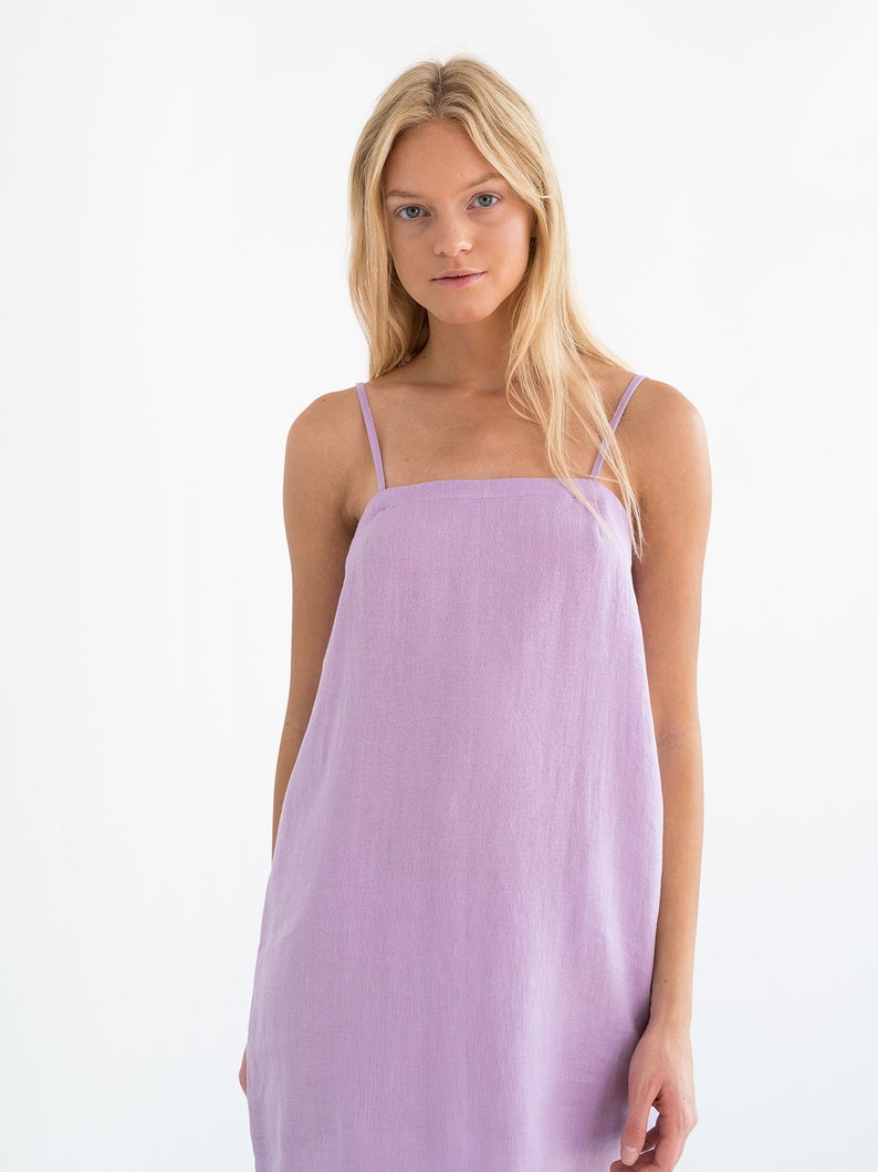 Violet Linen Slip Dress