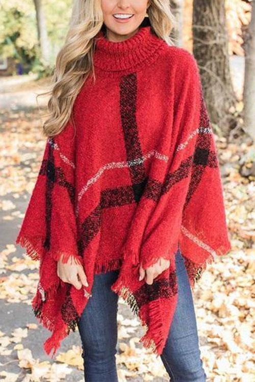 burberry lattice cloak poncho sweater