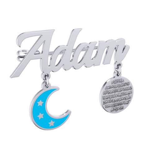 Custom Baby Name Silver Brooch