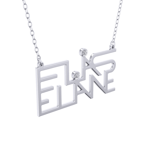 artline duo names necklace - white gold 18K