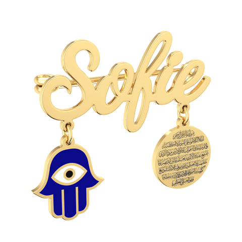 Yellow Gold 18K Baby Name Brooch