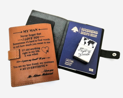 leather-passport-holder-engraved-love-message-and-zippo-lighter-set-world-map-design