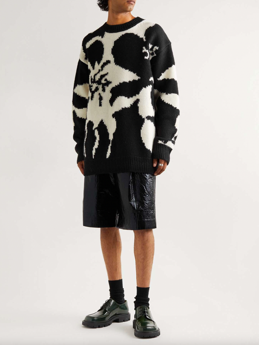 Raf Simons Black Wool Piercing Honey Stitch Sweater, Archive Collections