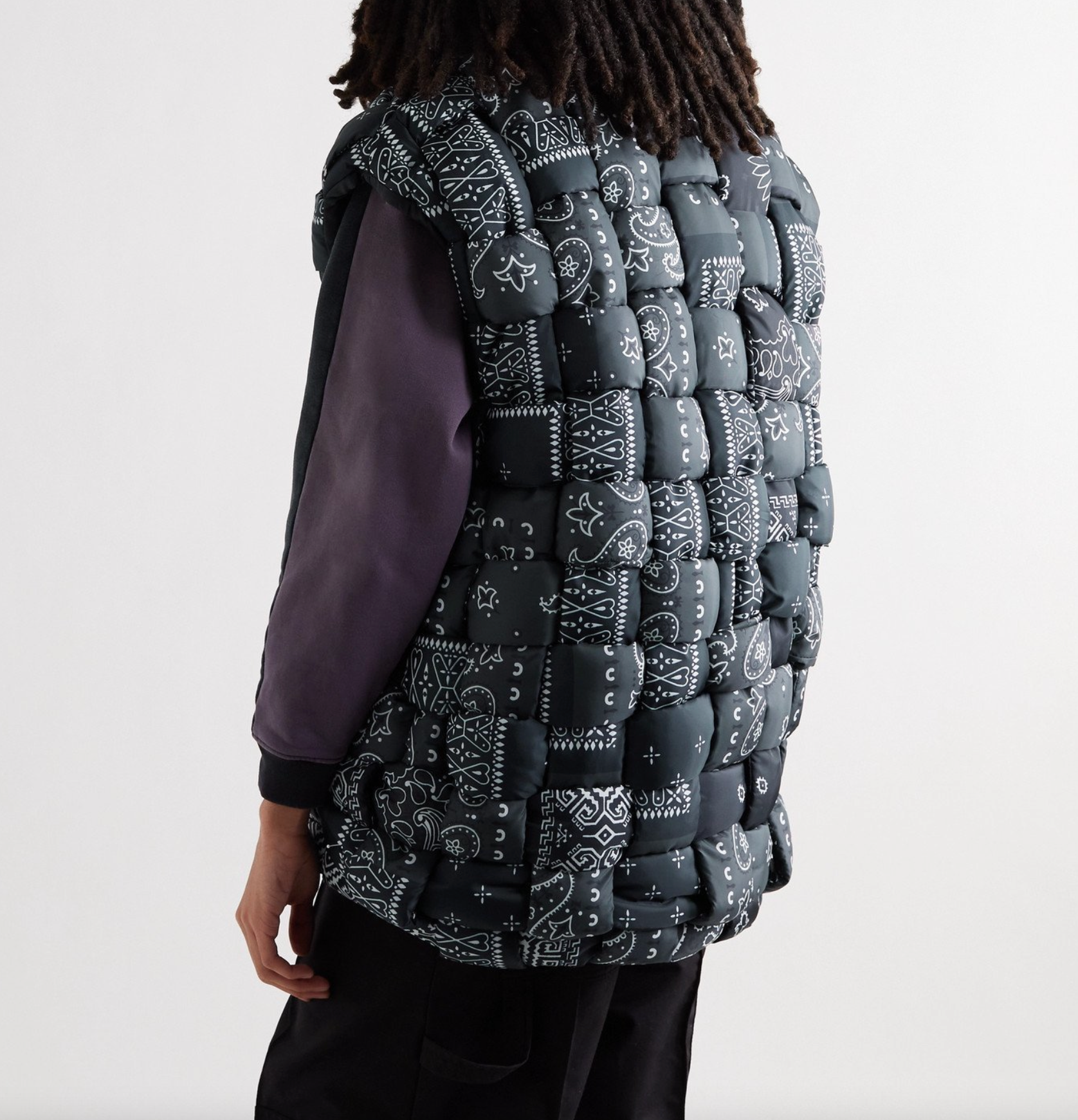 BANDANA PRINT NYLON KEEL-WEAVING VEST - BLACK