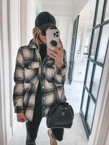 cella jane blog plaid shacket