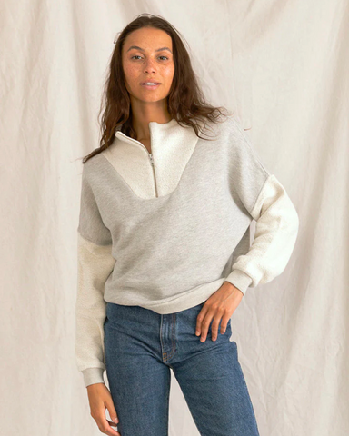 mixed fleece pullover