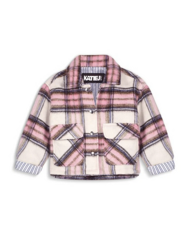 pink plaid shacket for kids