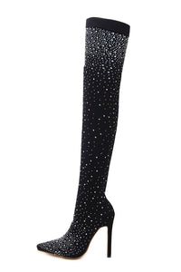 Lady Over The Knee Boots Rhinestone
