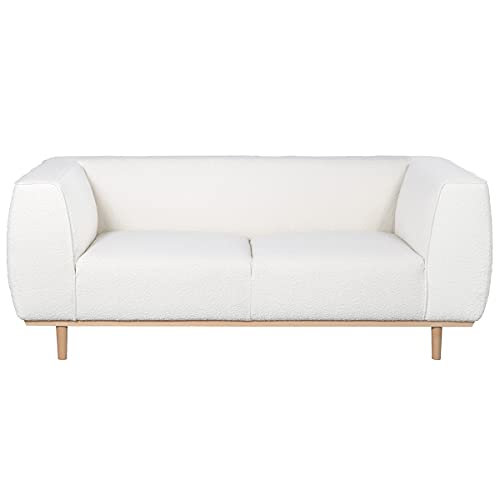 Miliboo Canapé scandinave 2-3 Places en Tissu Effet Laine bouclée écru et Bois Clair Morris