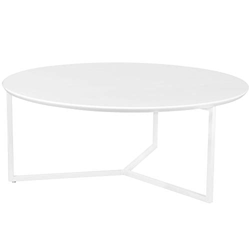 FineBuy Table Basse ø 80 cm Rond pour Salon | Mat laqué | Couleur Blanc | Design Moderne