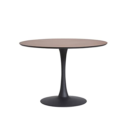 Tousmesmeubles Table de Repas Ronde Pied Central - Still : Noyer - L 110 x l 110 x H 75 cm - Neuf