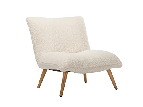 Unique Sale Pepita Sherpa stoffen fauteuil met schapenvachteffect - wit