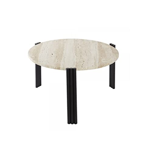 AYTM - Table basse, table d'appoint - Tribus Black - travertin, acier - Couleur: travertine noir - 60,0 x 35,0 cm