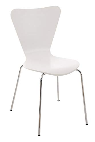 Chaise Empilable Calisto en Bois - Assise Ergonomique - Chaise de Salle d'Attente en Bois Chaise, Hauteur Assise 45 cm -Couleurs au Choix:, Couleur:Blanc