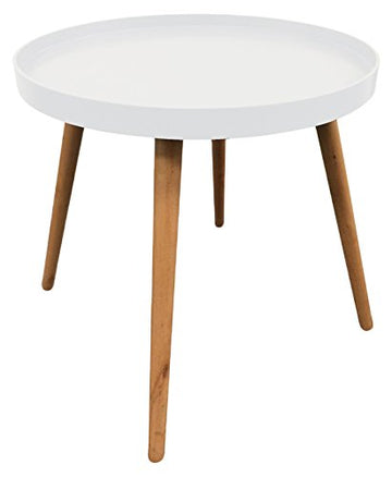 THE HOME DECO FACTORY HD3193 TABLE PLATEAU RONDE, MDF, BLANC, 50,1X50,1X44,3 CM