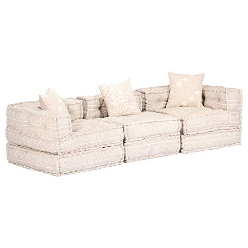 vidaXL Canap¨¦-lit modulaire ¨¤ 3 places Beige Tissu