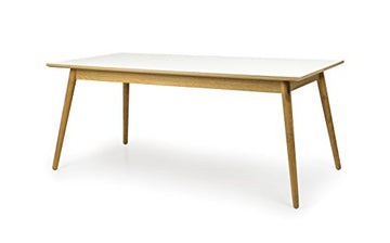 Tenzo Dot Designer Table à Manger rectangulaire, HPL Blanc/Chêne, 180 x 90 x 75 cm