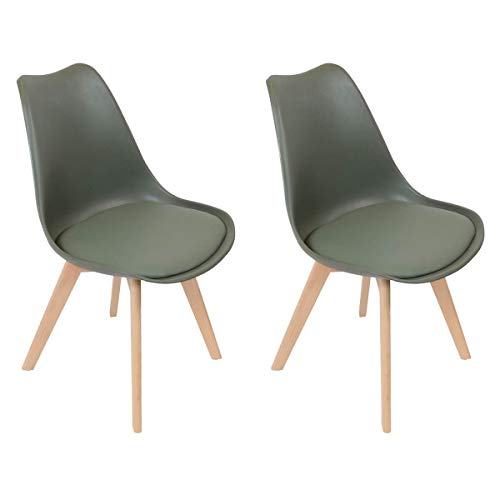 AltoBuy MEDALINE - Lot de 2 Chaises Scandinaves Kaki