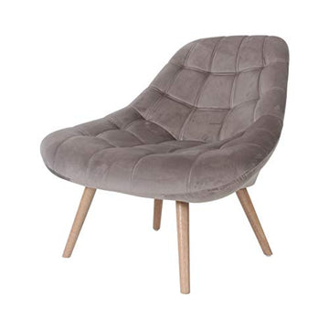 Zons MINAY Fauteuil 1 Place en Velours Taupe Style scandinave avec Pieds en Bois