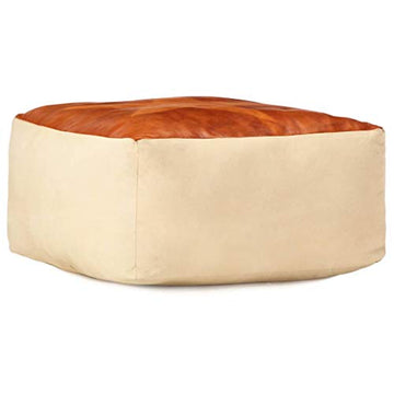 mewmewcat Pouf Sable 60 x 60 x 30 cm Toile de Coton et Cuir